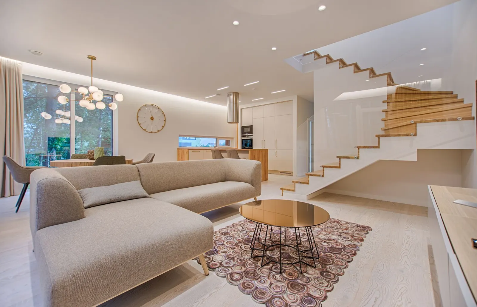Light-filled interior with wide windows